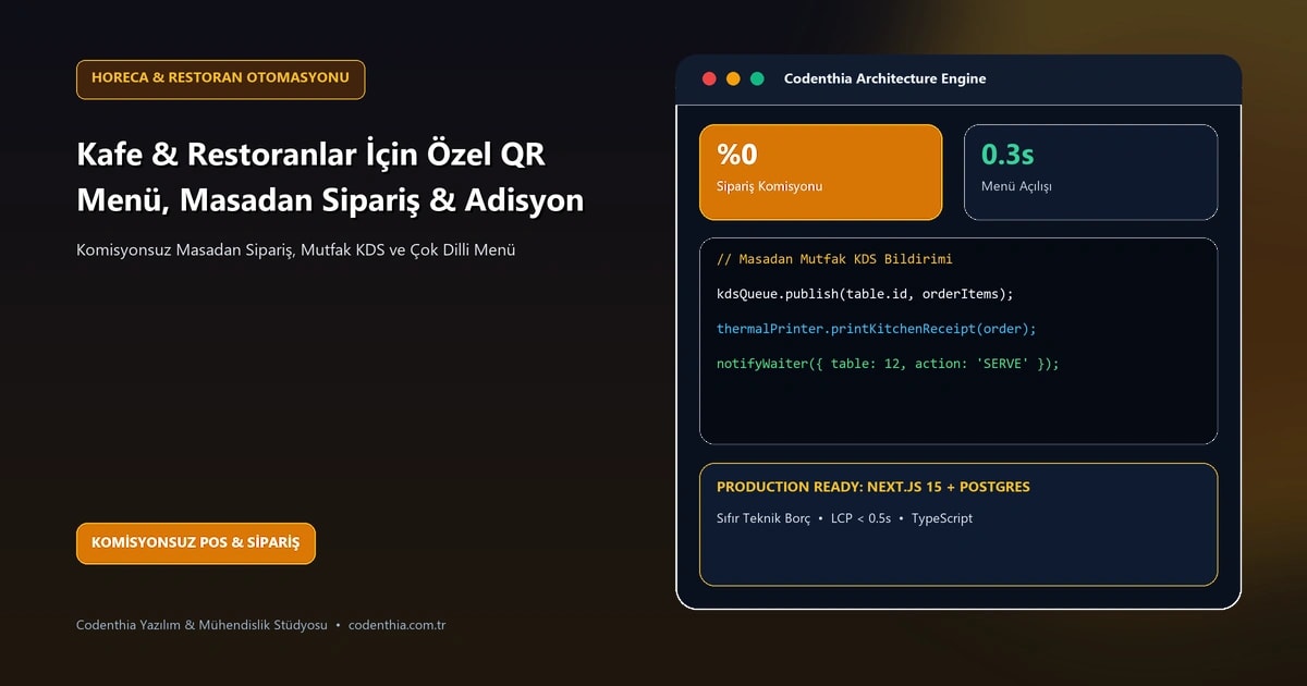Kafe & Restoranlar İçin Özel QR Menü, Masadan Sipariş & Adisyon Altyapısı